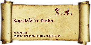 Kapitán Andor névjegykártya